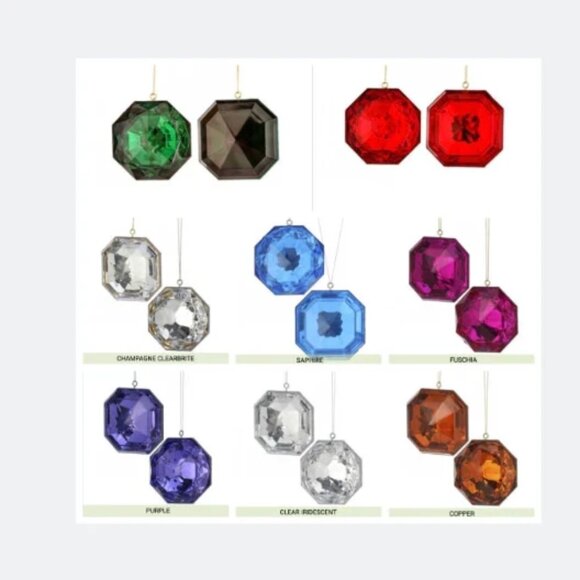 Set of 2, Jewel Ornaments, 4 Inch, Gem Ornaments, Wreath Attachment, Centerpiece - Picture 3 of 13